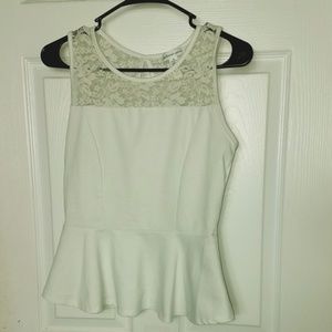 Ivory Lace Peplum Stretch Top